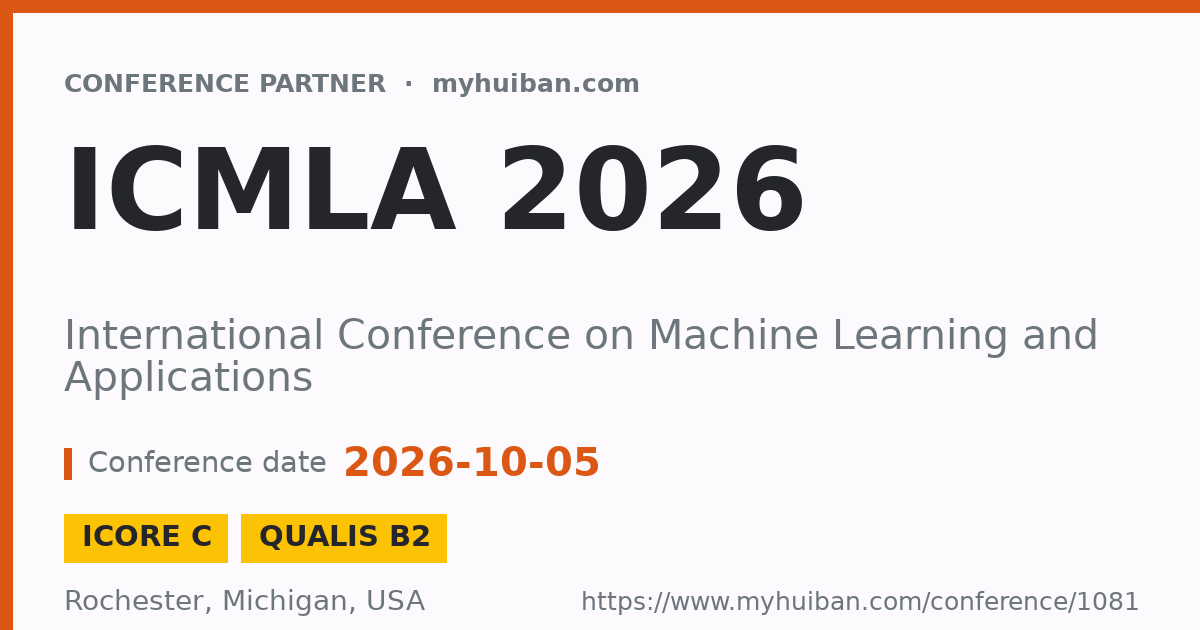 ICMLA 2026 (ICORE C): International Conference on Machine ...