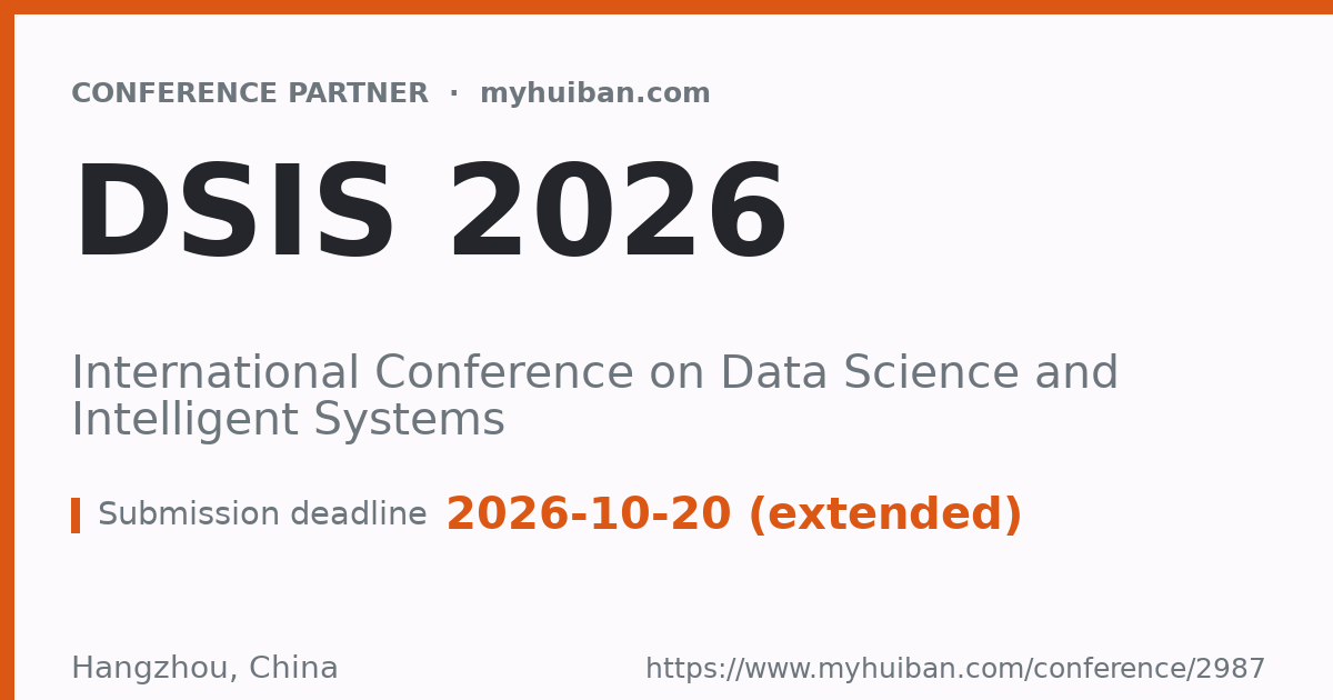 DSIS 2026: International Conference on Data Science and I ...