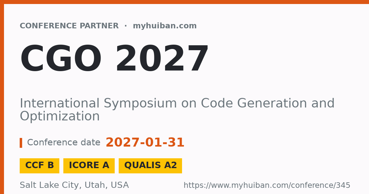 CGO 2026: International Symposium on Code Generation and Optimization