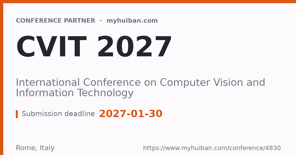 CVIT 2026: International Conference on Computer Vision an ...