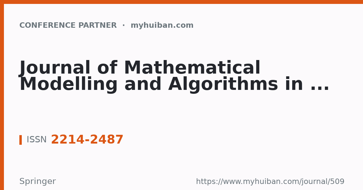 Journal of Mathematical Modelling and Algorithms in Opera ...
