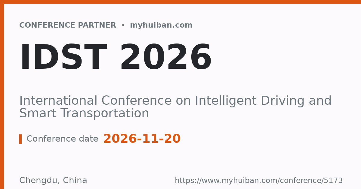IDST 2025: International Conference on Intelligent Drivin ...