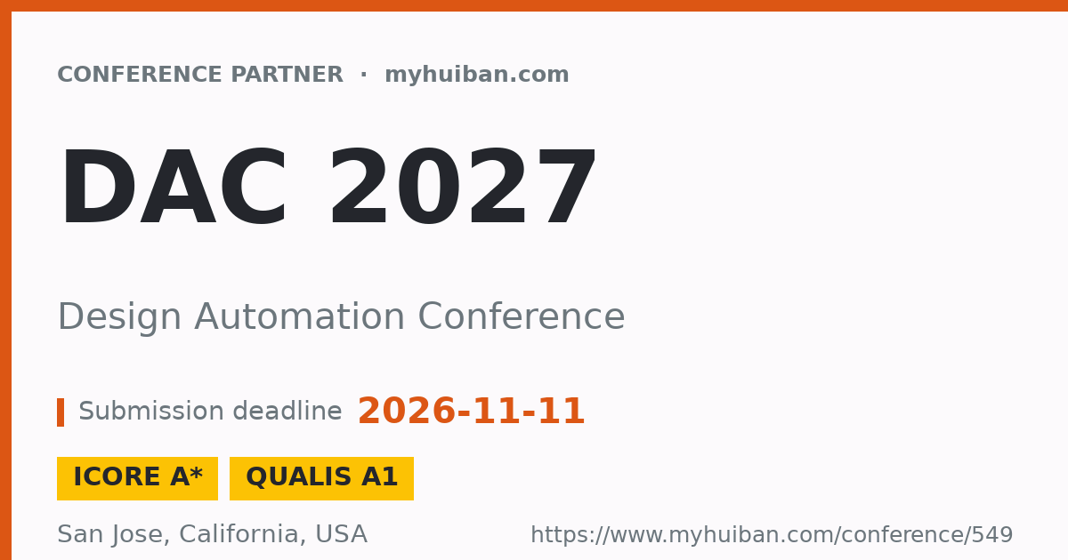 DAC 2026 (ICORE A*): Design Automation Conference - Conference Partner (会伴)